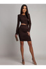 Czekoladowa sukienka mini z wycięciem