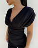 Bluzka na szerokich ramiączkach z dekoltem V Nina czarna
