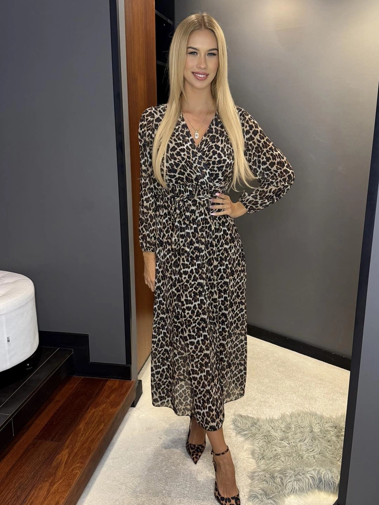 Sukienka maxi we wzór panterki Dalia